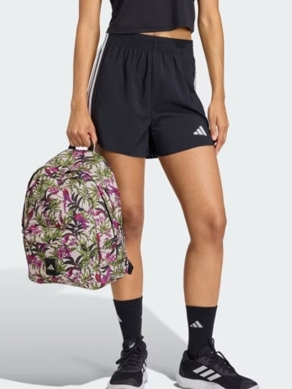 Adidas Floral Tropical Parrot Backpack - Pink & Green on Cream - Picture 5 of 13